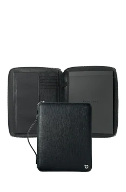 A5 conference folder in black textured leather