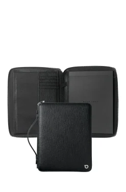 A5 conference folder in black textured leather