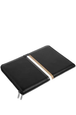 A4 conference folder in faux leather with signature stripe