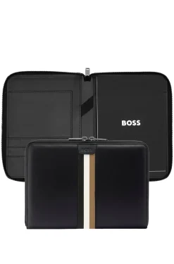 A5 conference folder in faux leather with signature stripe
