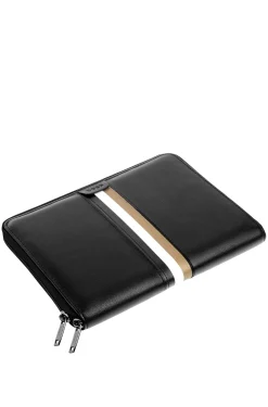 A5 conference folder in faux leather with signature stripe