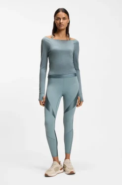 Active burnout-fabric top with shiny underlayer