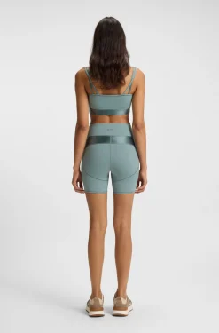 Active high-waisted cycling shorts with mesh inserts