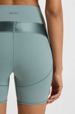 Active high-waisted cycling shorts with mesh inserts