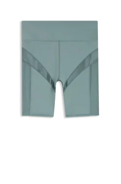 Active high-waisted cycling shorts with mesh inserts