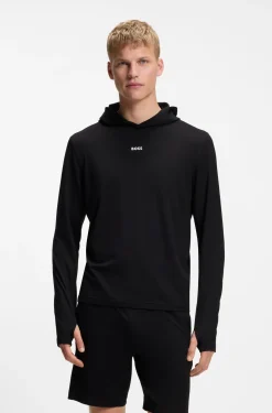 Active hoodie with thumbholes and moisture management