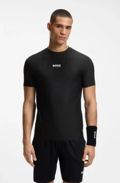 Active Jacquard-stripe slim-fit T-shirt with logo print