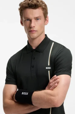 Active quick-dry polo shirt with signature stripe