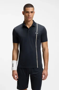 Active quick-dry polo shirt with signature stripe