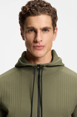Active Regular-fit zip-up hoodie with jacquard stripes