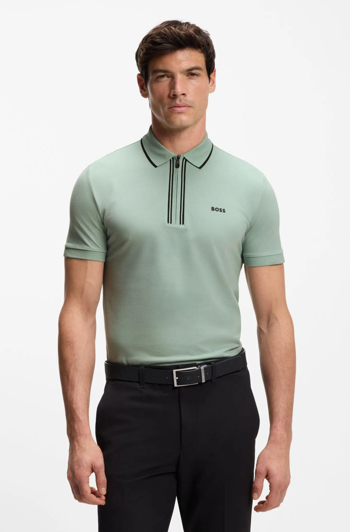 Active Slim-fit polo shirt in moisture-wicking stretch cotton