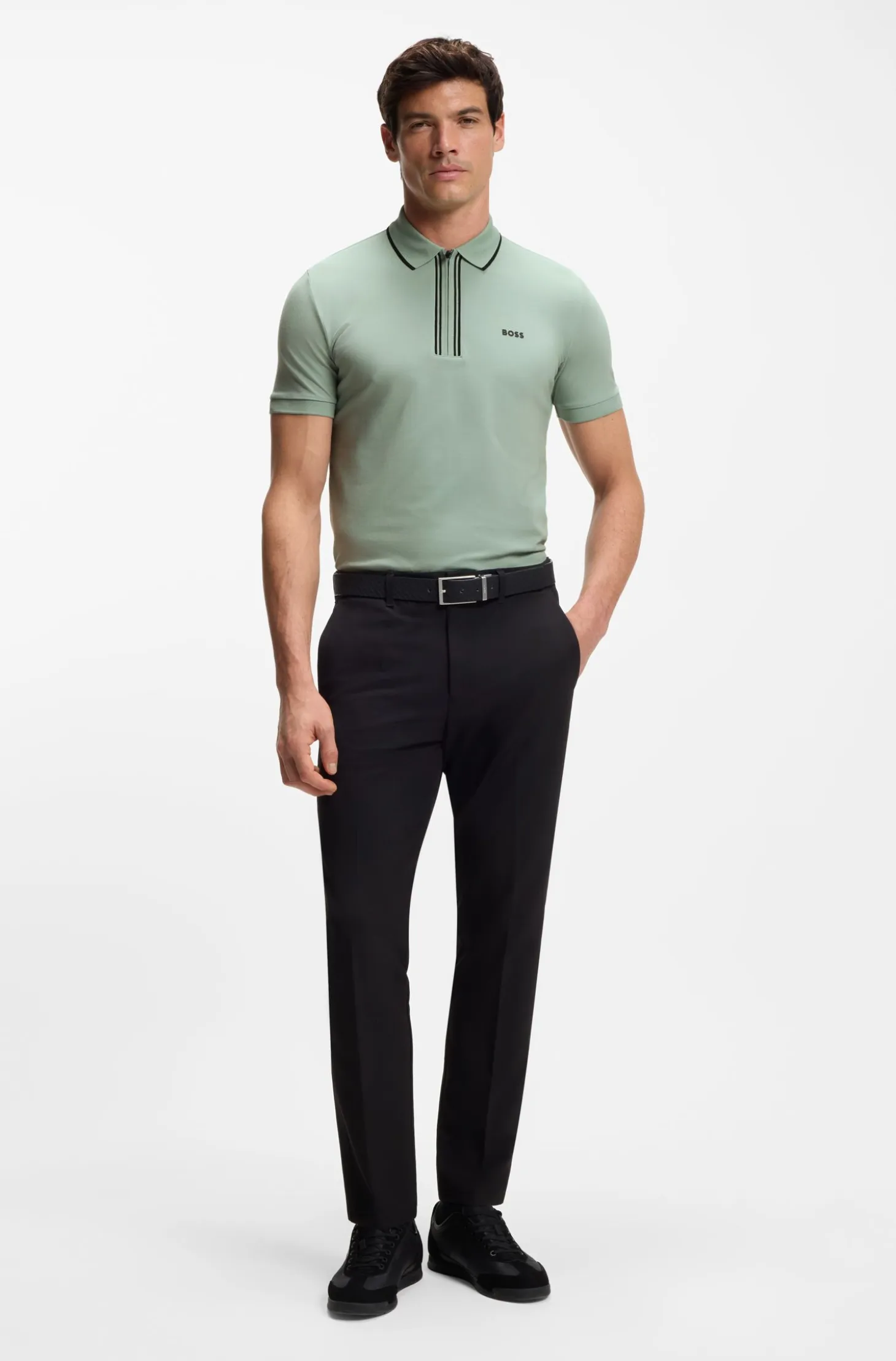 Active Slim-fit polo shirt in moisture-wicking stretch cotton