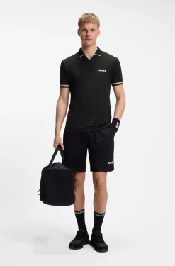 Active slim-fit polo shirt with signature-stripe details
