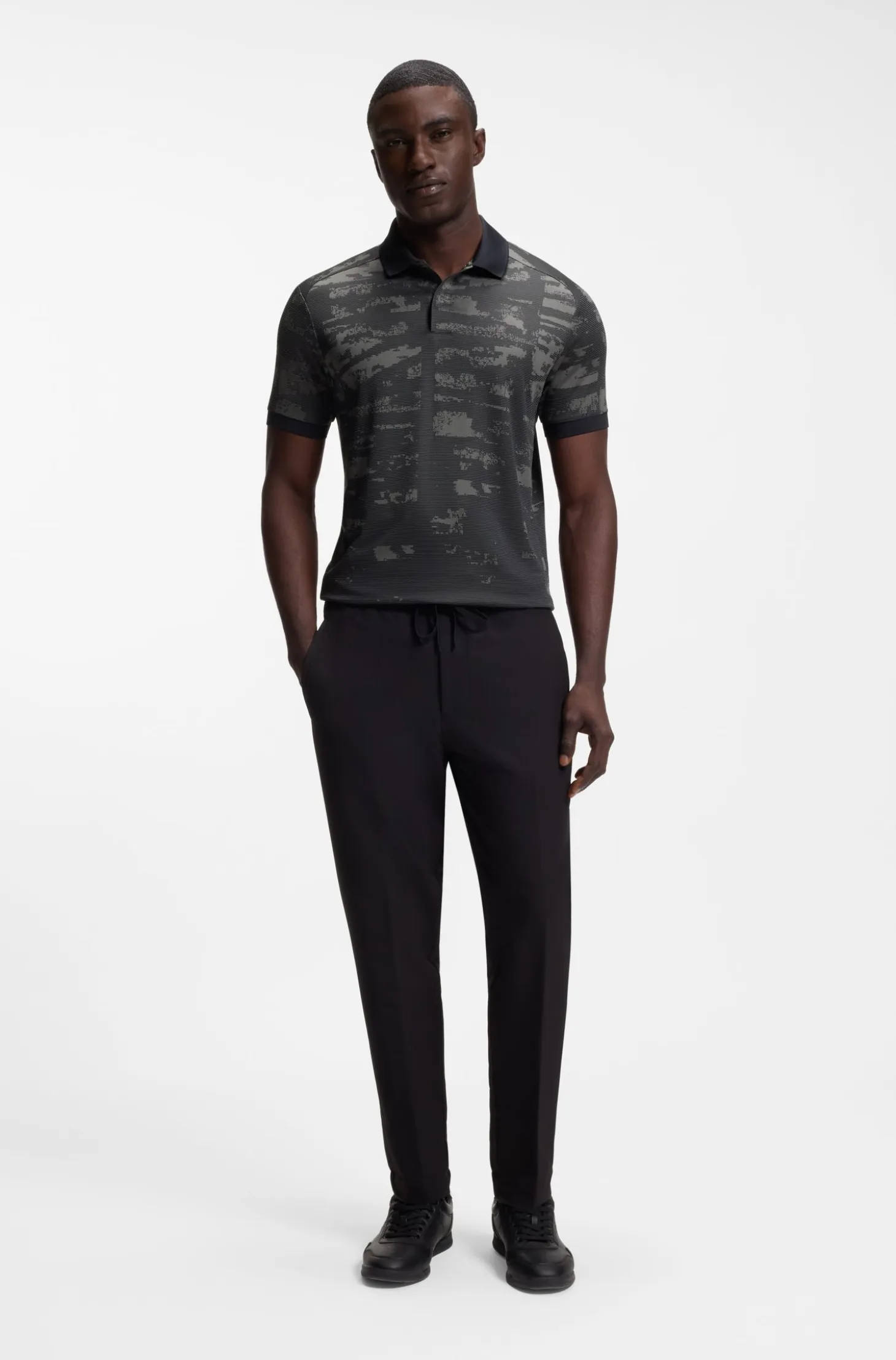 Active Slim-fit polo shirt with jacquard pattern
