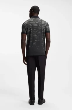 Active Slim-fit polo shirt with jacquard pattern