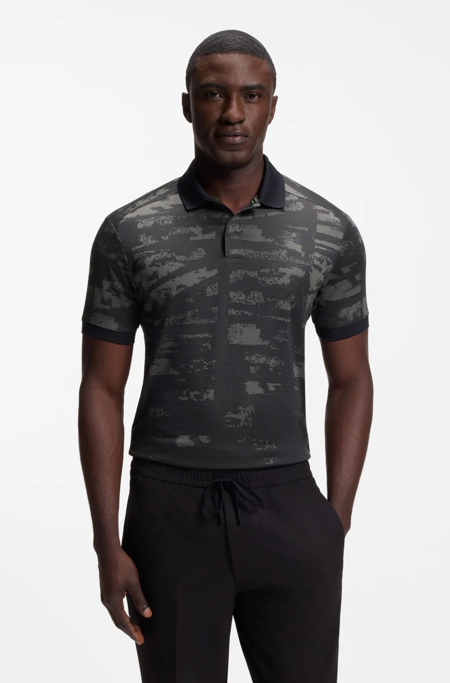 Active Slim-fit polo shirt with jacquard pattern