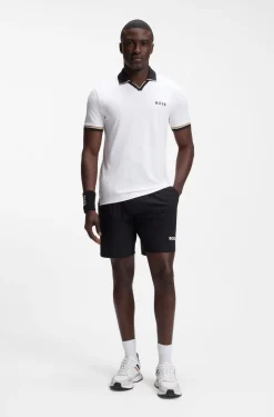 Active slim-fit polo shirt with signature-stripe details