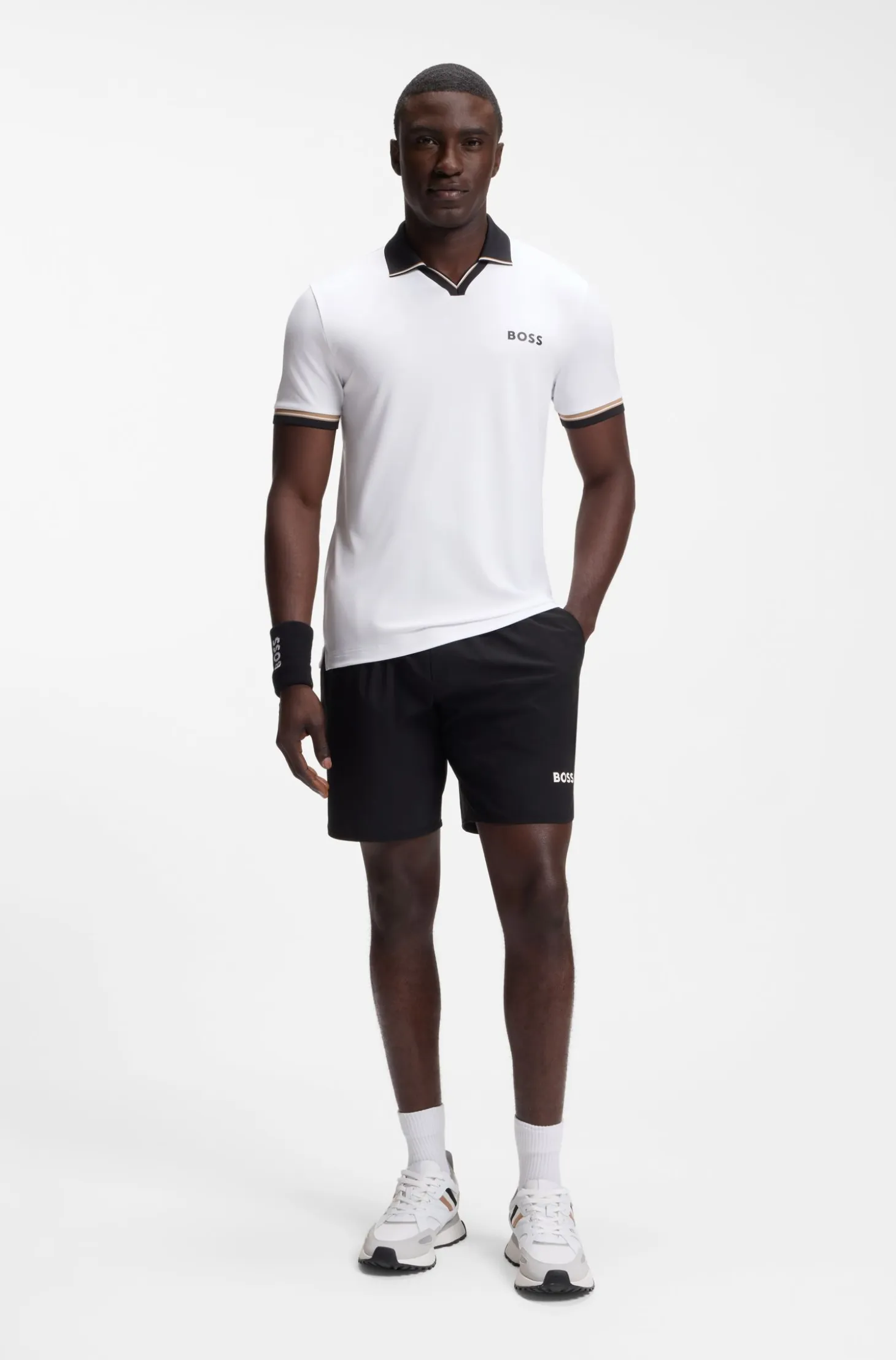 Active slim-fit polo shirt with signature-stripe details