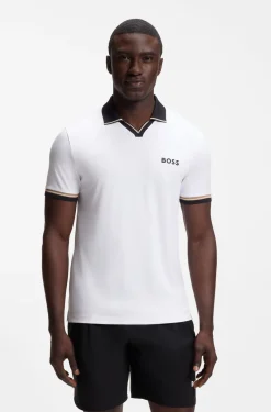 Active slim-fit polo shirt with signature-stripe details