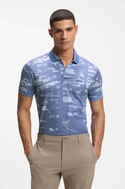 Active Slim-fit polo shirt with jacquard pattern