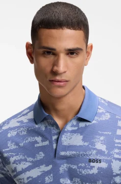 Active Slim-fit polo shirt with jacquard pattern
