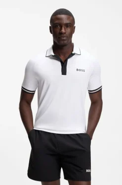 Active slim-fit polo shirt with moisture management