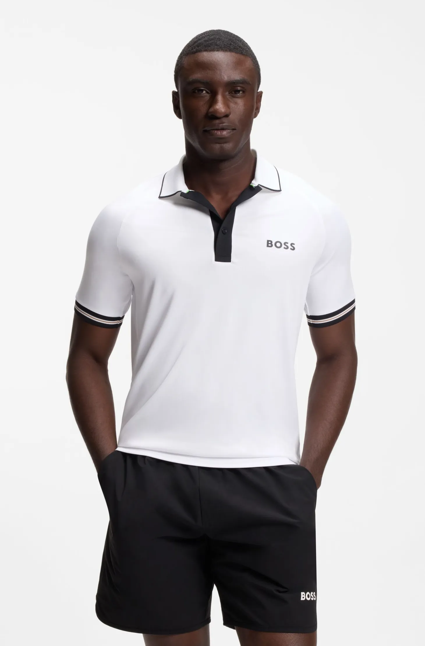 Active slim-fit polo shirt with moisture management