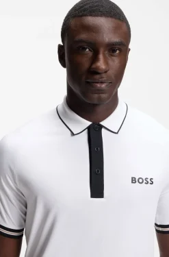 Active slim-fit polo shirt with moisture management