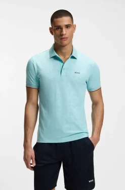 Active Slim-fit polo shirt with embossed tennis-ball pattern