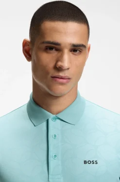 Active Slim-fit polo shirt with embossed tennis-ball pattern