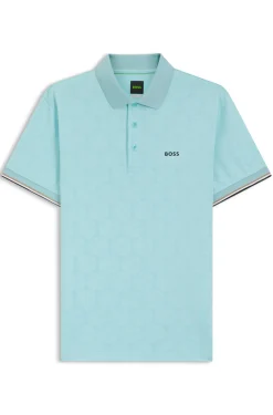 Active Slim-fit polo shirt with embossed tennis-ball pattern