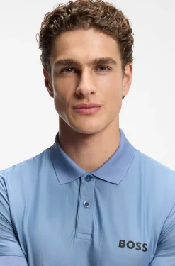 Active Stripe-jersey slim-fit polo shirt with four-way stretch