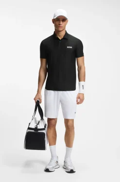 Active Stripe-jersey slim-fit polo shirt with four-way stretch