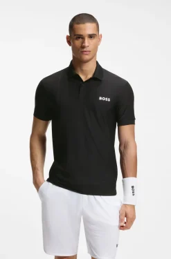 Active Stripe-jersey slim-fit polo shirt with four-way stretch