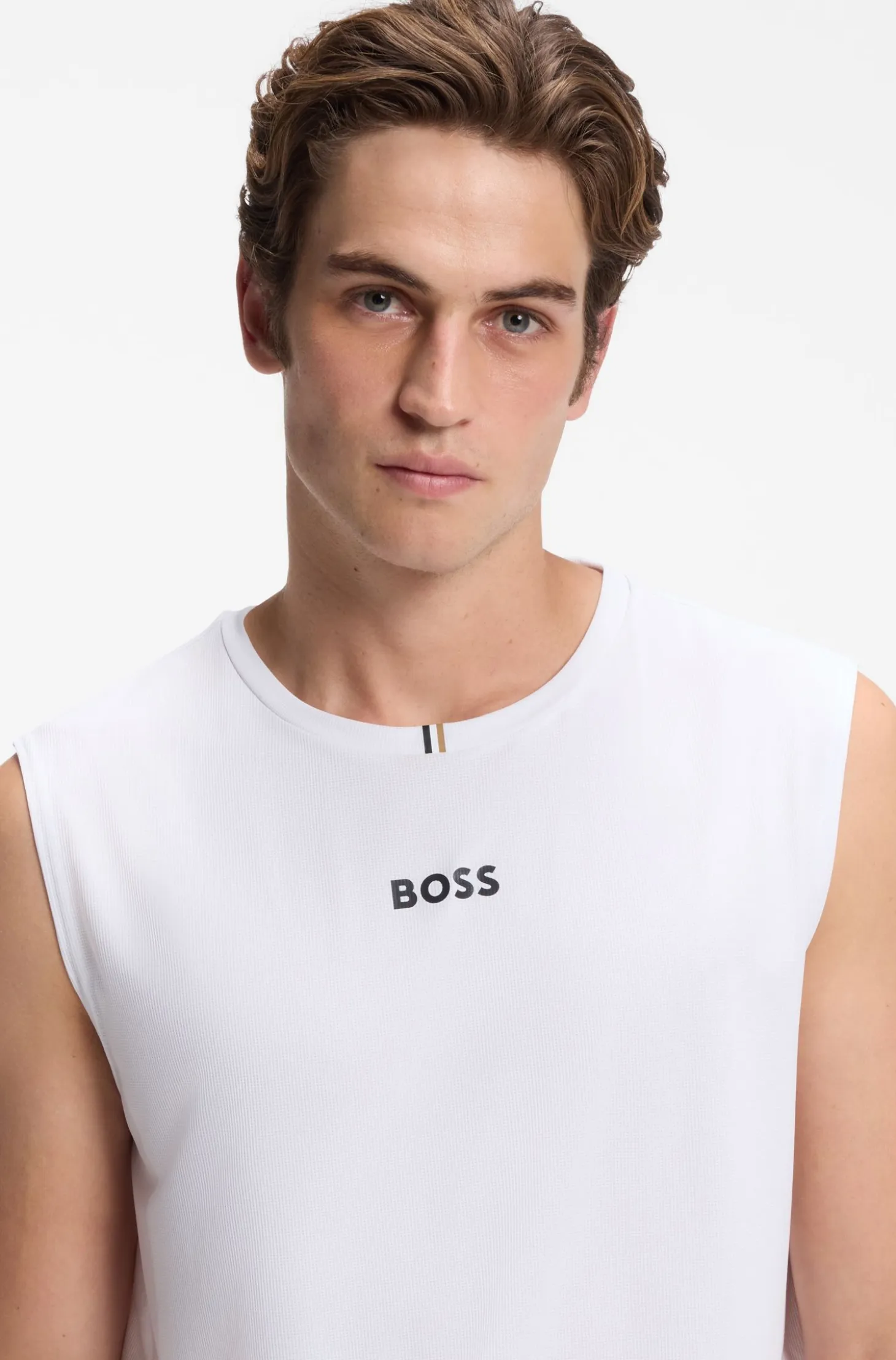 Active tank top in stretch fabric with rear stripes