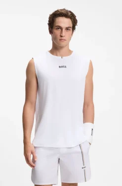 Active tank top in stretch fabric with rear stripes