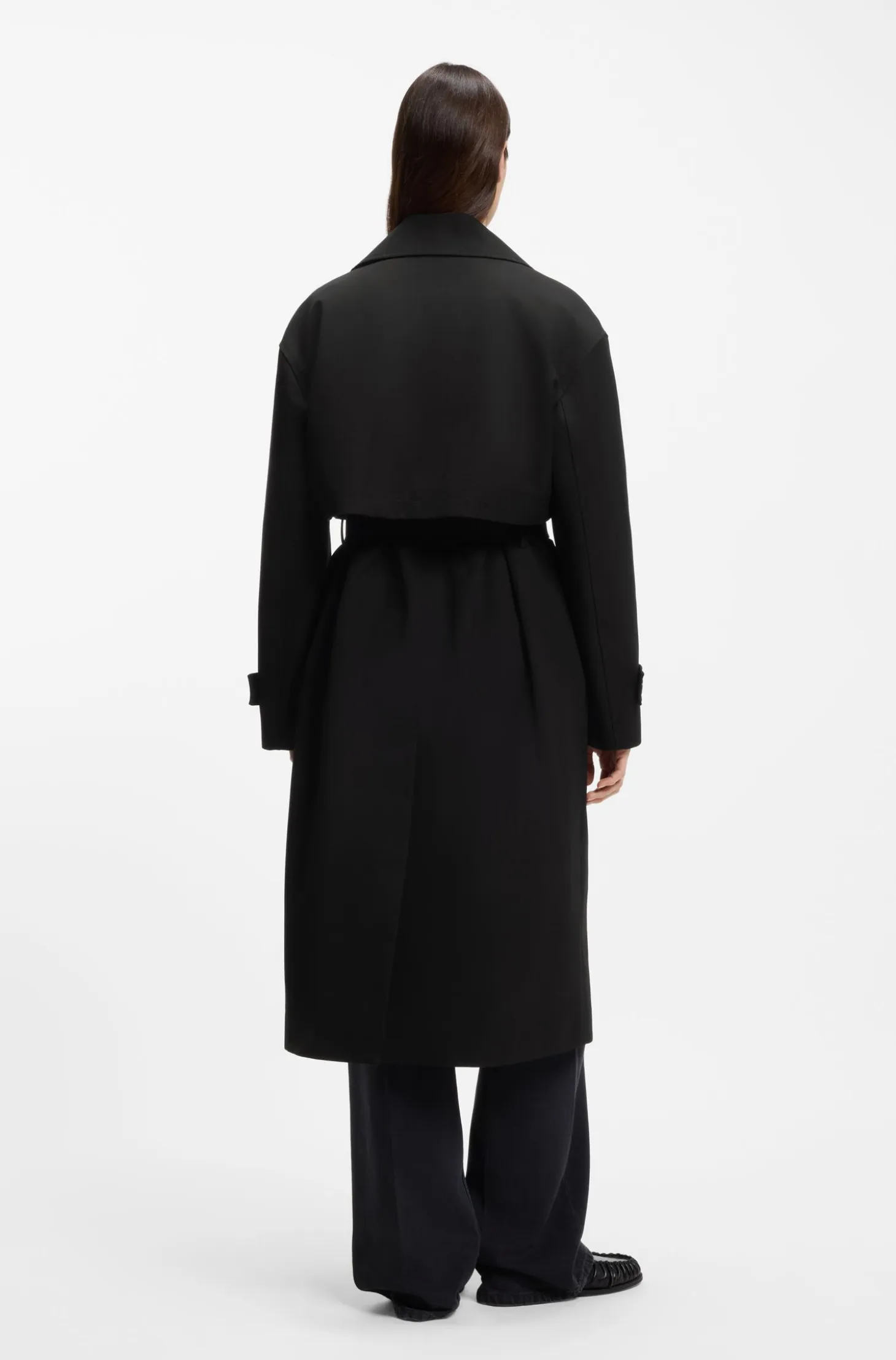 Adaptable stretch-cotton trench coat and dress in one