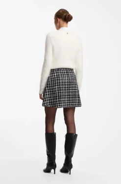A-line mini skirt in checked bouclé