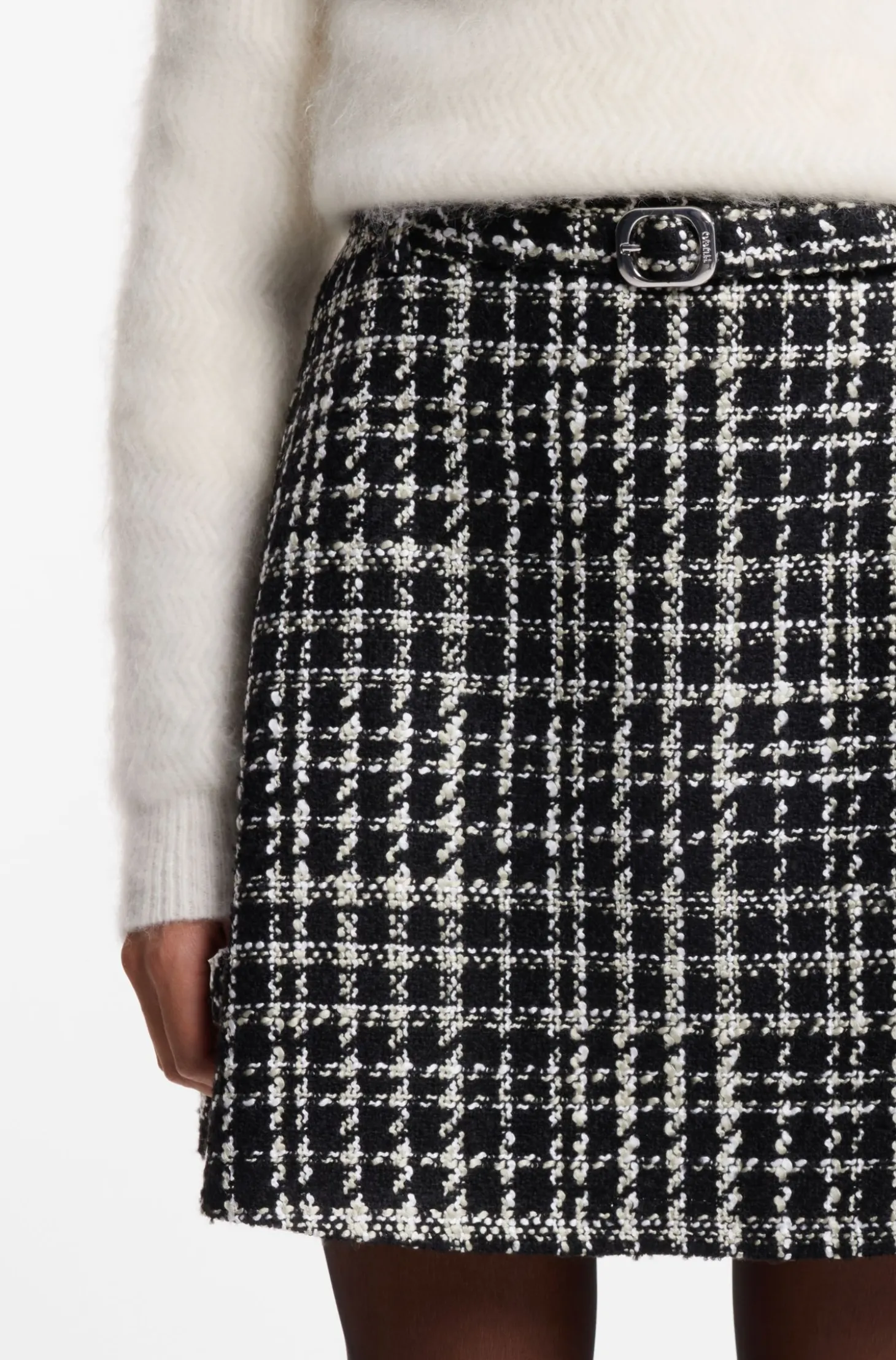 A-line mini skirt in checked bouclé