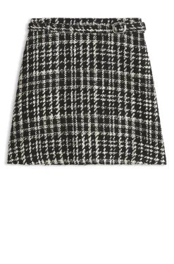 A-line mini skirt in checked bouclé