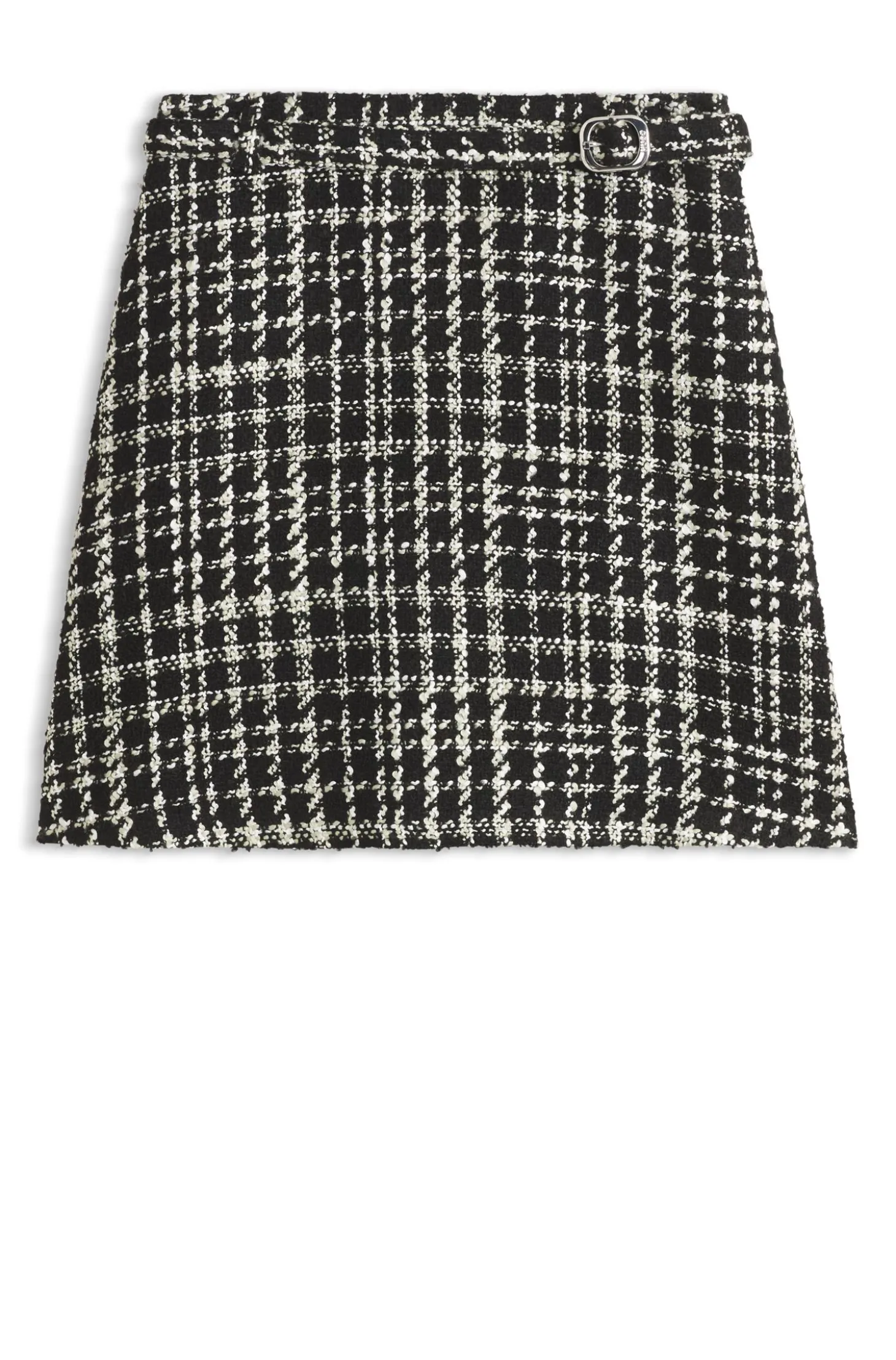 A-line mini skirt in checked bouclé