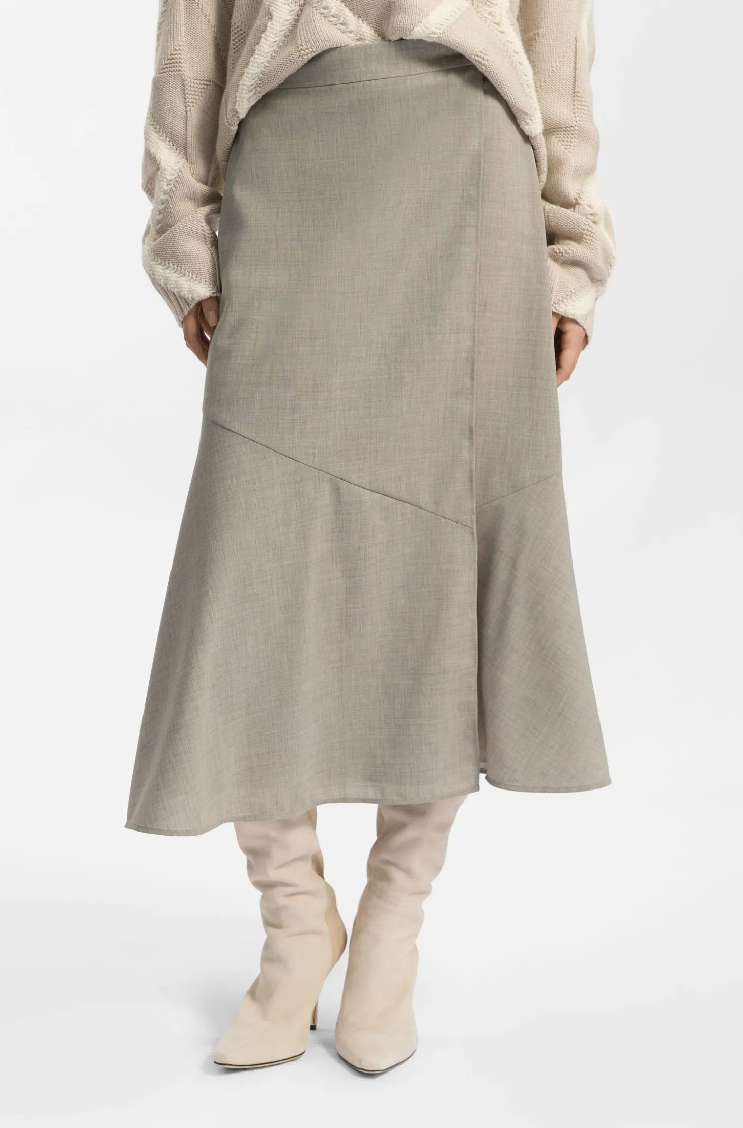 A-line skirt in melange virgin wool
