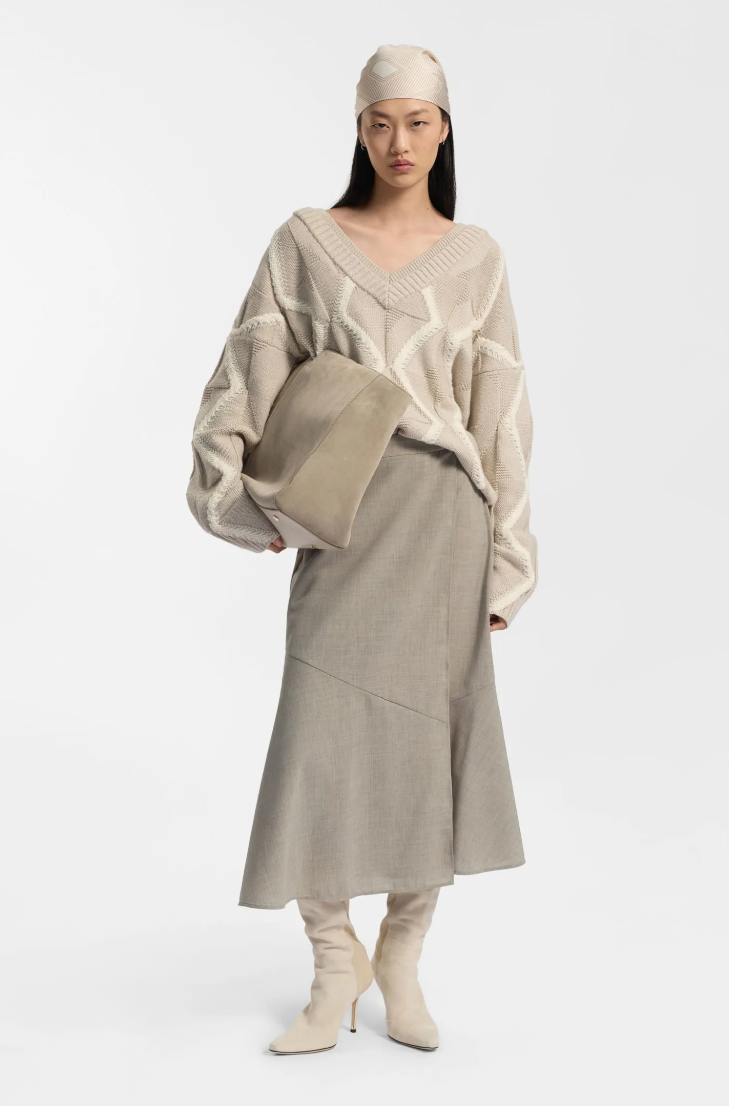 A-line skirt in melange virgin wool