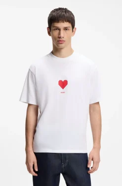 All-gender Cotton-jersey T-shirt with origami-heart prints