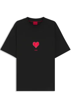 All-gender Cotton-jersey T-shirt with origami-heart prints