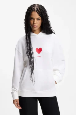 All-gender Cotton-terry hoodie with origami-heart artwork
