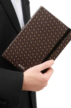 A5 monogram-pattern notebook and ballpoint pen set