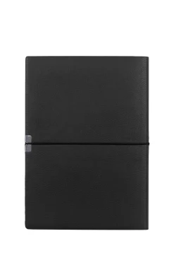 A5 notebook in black faux leather with elasticated band