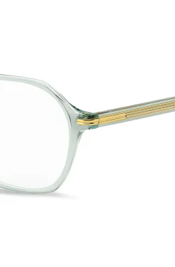 Aqua-acetate optical frames with gold-tone temples