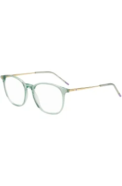 Aqua-acetate optical frames with gold-tone temples